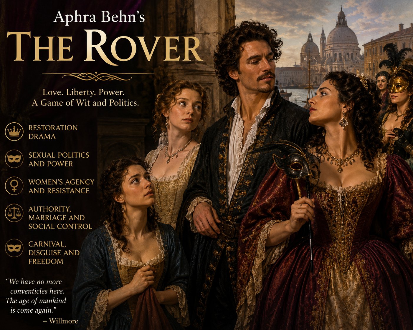 Aphra Behn’s “The Rover” as a restoration drama that focuses on political issues through sexual politics