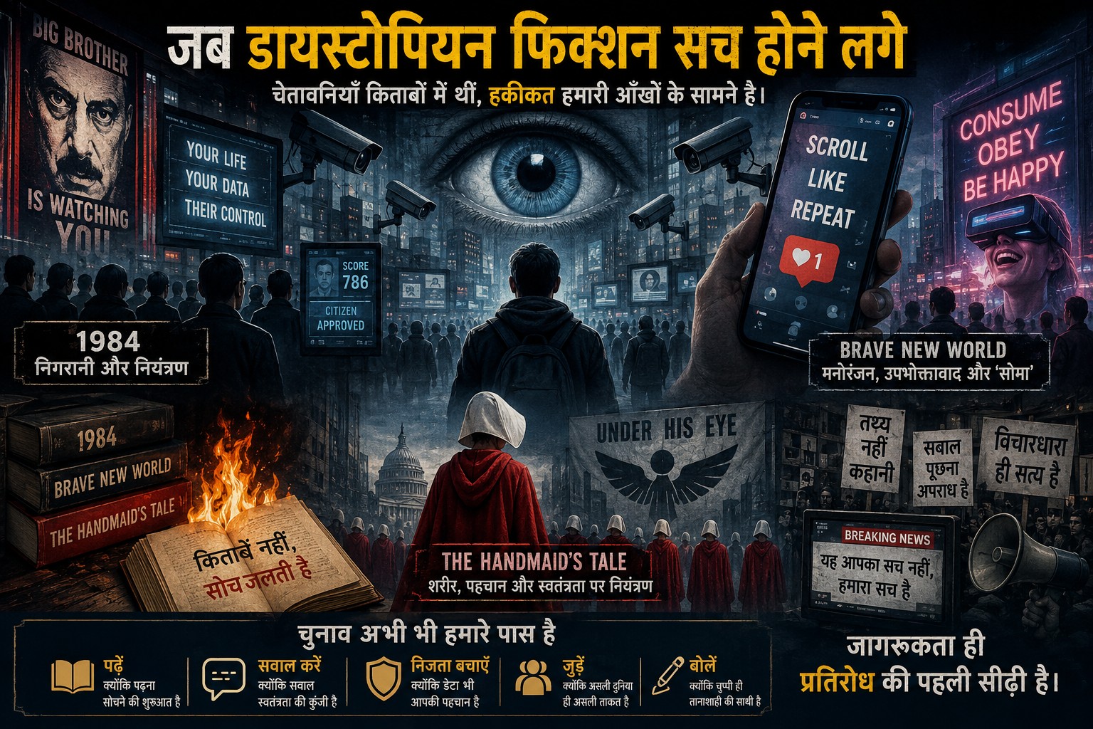 जब डायस्टोपियन फिक्शन सच होने लगे: क्या हमने चेतावनियों को मनोरंजन समझ लिया?