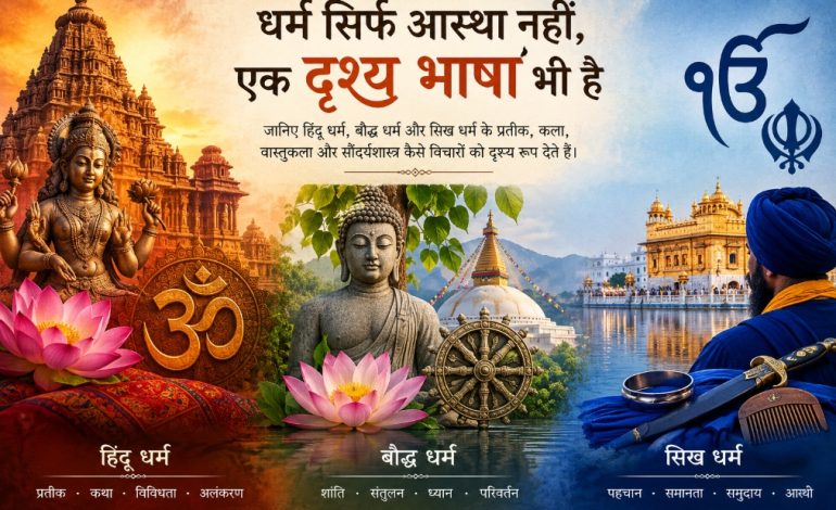 क्या आप जानते हैं धर्म हमें सिर्फ विश्वास करना नहीं, देखना भी सिखाता है?🪷 एक कमल, एक पगड़ी और एक ‘ॐ’…