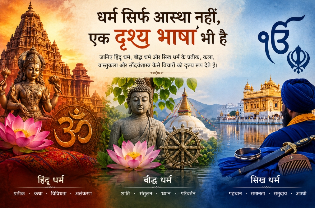 क्या आप जानते हैं धर्म हमें सिर्फ विश्वास करना नहीं, देखना भी सिखाता है?🪷 एक कमल, एक पगड़ी और एक ‘ॐ’…